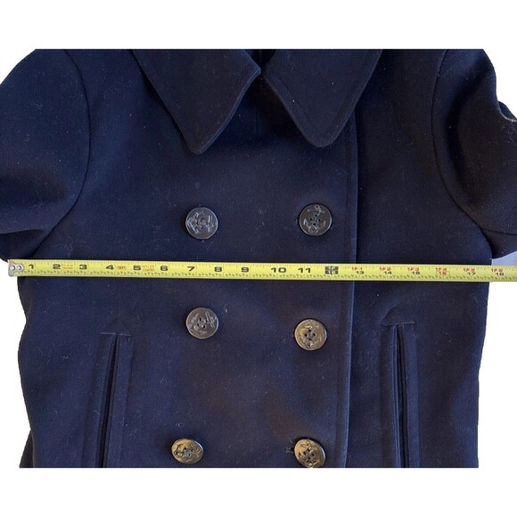 Vtg 40s WWII Military Navy Pea Coat Double Wool Naval Clothing Factory 36" Chest - Picture 6 of 10